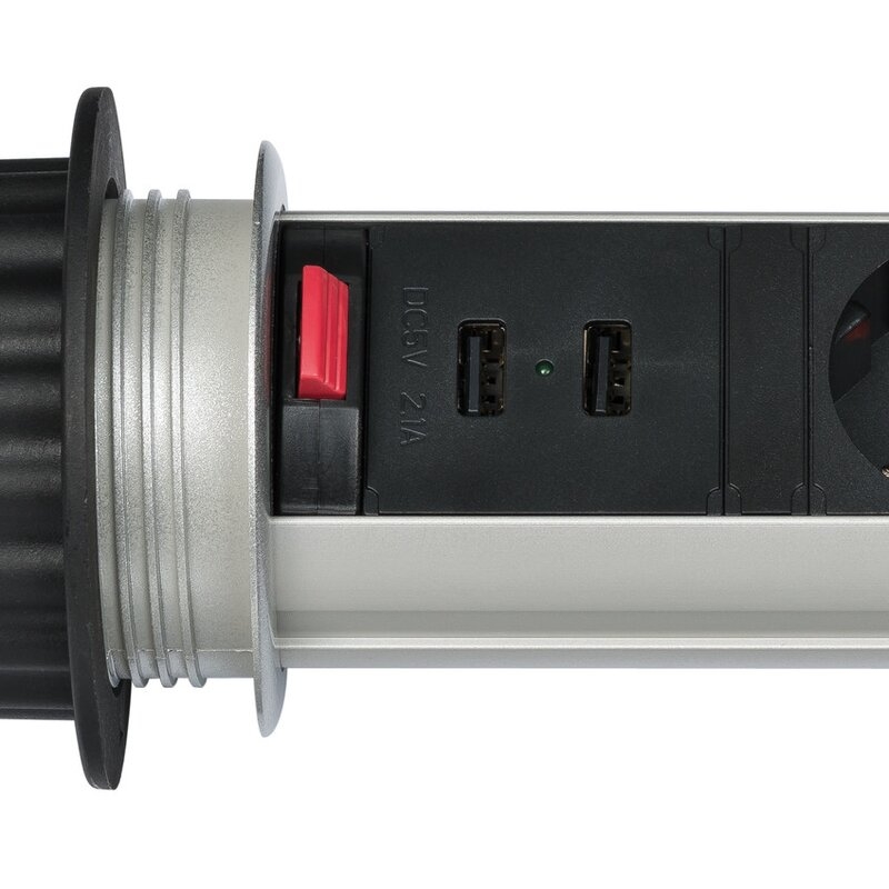 Base de tomas múltiples retráctil para mesas Tower Power con puertos USB Brennenstuhl