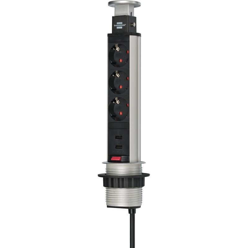 Base de tomas múltiples retráctil para mesas Tower Power con puertos USB Brennenstuhl