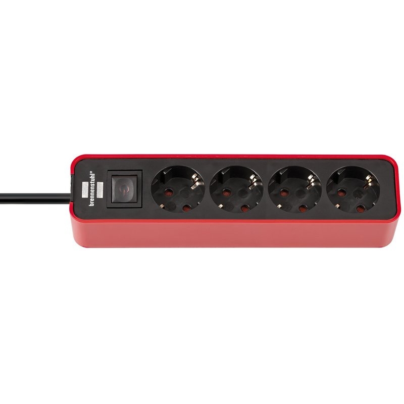 Base de tomas múltiples Ecolor roja/ negra con diseño compacto Brennenstuhl