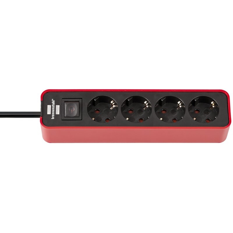 Base de tomas múltiples Ecolor roja/ negra con diseño compacto Brennenstuhl