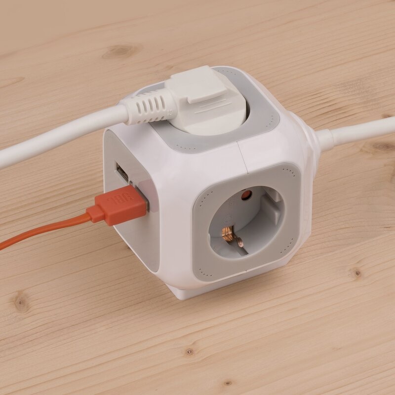 Ladrón múltiple en forma de cubo ALEA-Power con 2 puertos USB Brennenstuhl