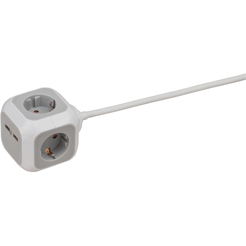 Ladrón múltiple en forma de cubo ALEA-Power con 2 puertos USB Brennenstuhl