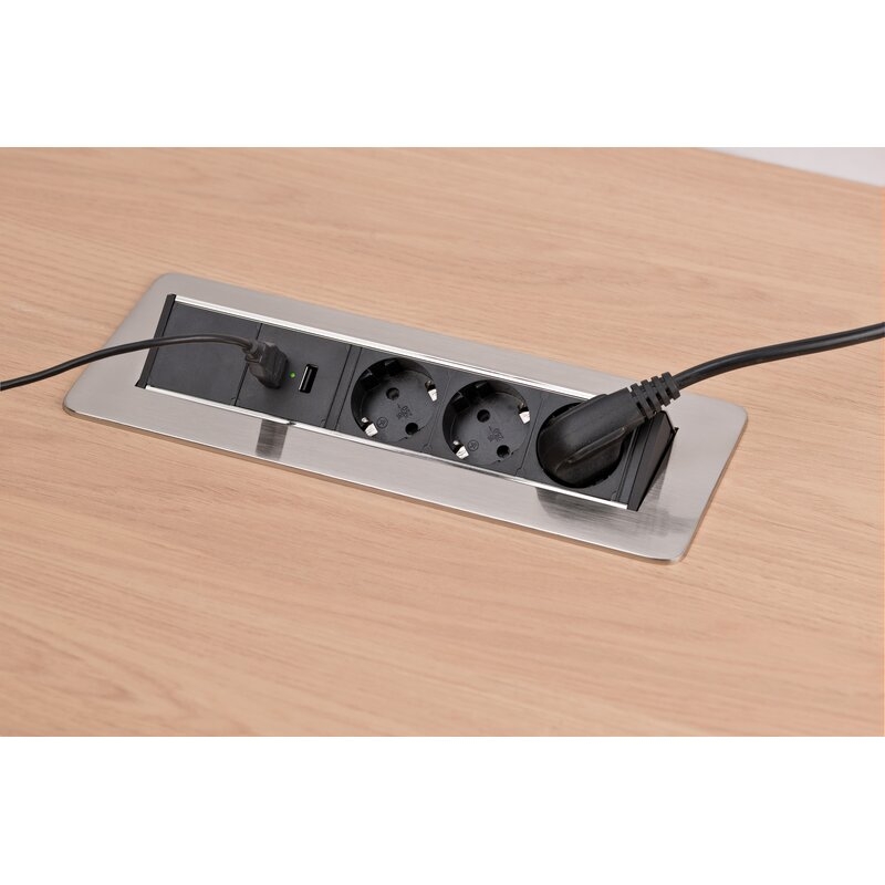Regleta de mesa integrable Indesk Power con cargador USB Brennenstuhl