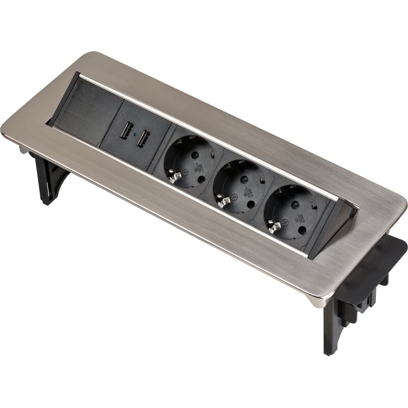 Regleta de mesa integrable Indesk Power con cargador USB Brennenstuhl