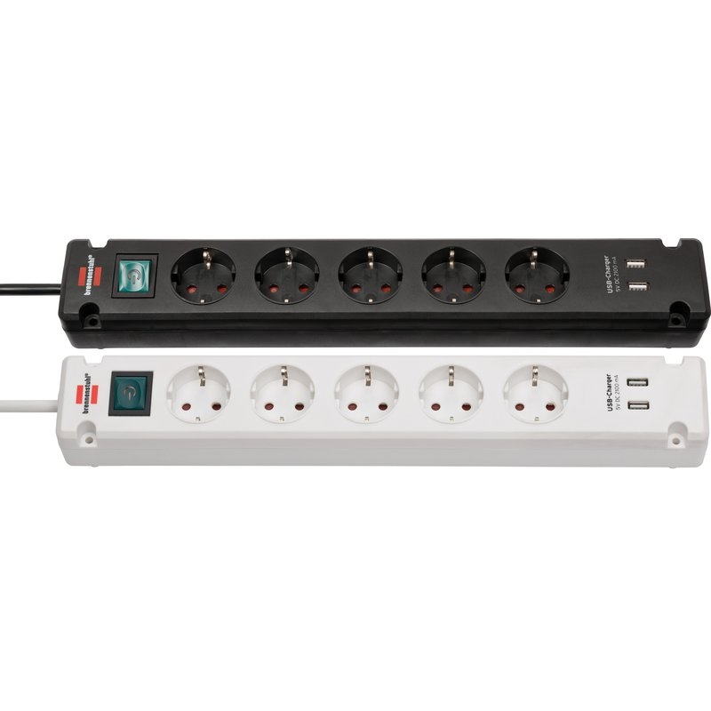 Base de tomas múltiples Bremounta con puertos USB apta para montaje fijo Brennenstuhl