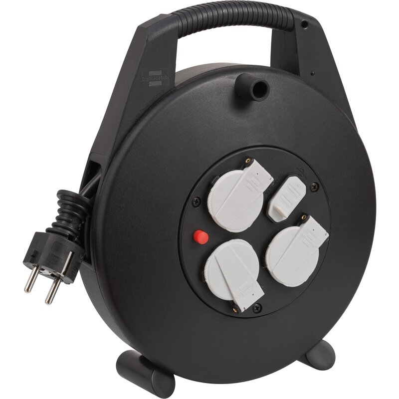 Enrollacables Vario-Line con función de carga USB negro IP20 H05VV-F 3G1,5 para uso doméstico Brennenstuhl
