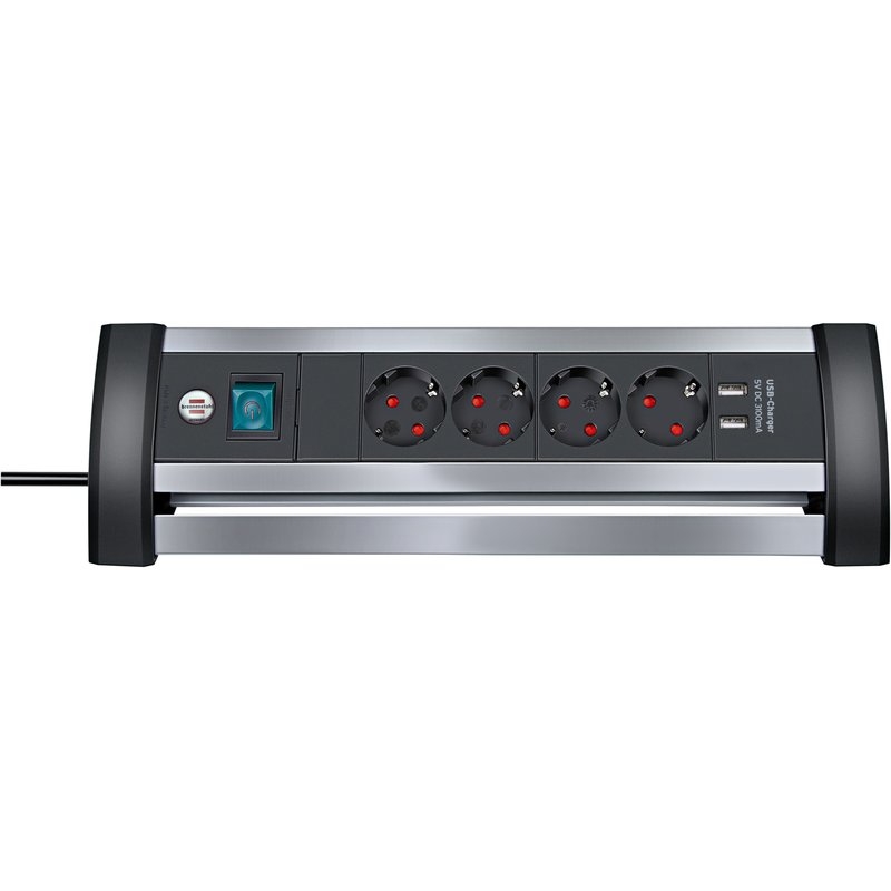 Base de tomas múltiples Alu-Office-Line para sobremesa con puertos USB Brennenstuhl