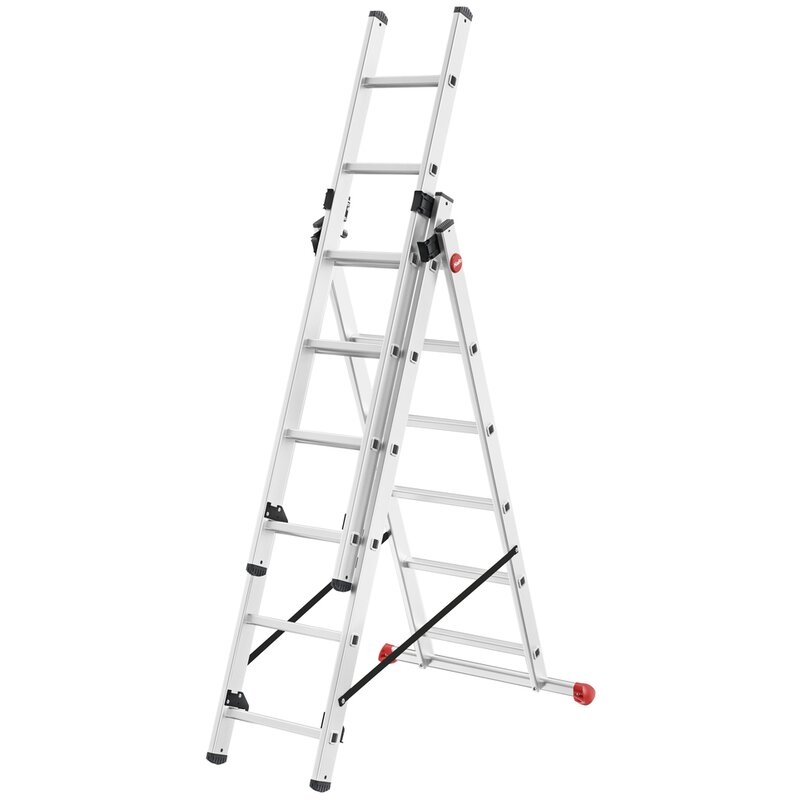 Escalera combinada de 3 tramos con estabilizador recto ProfiStep Combi Hailo