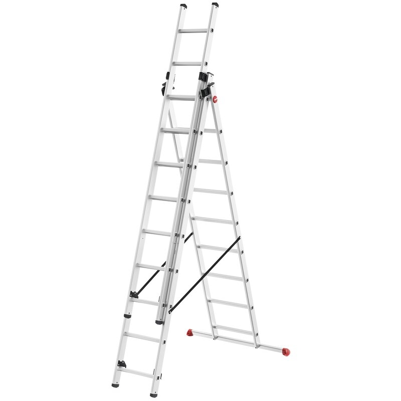 Escalera combinada de 3 tramos con estabilizador recto ProfiStep Combi Hailo