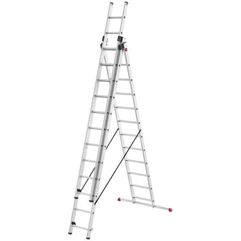 Escalera combinada de 3 tramos con estabilizador recto ProfiStep Combi Hailo