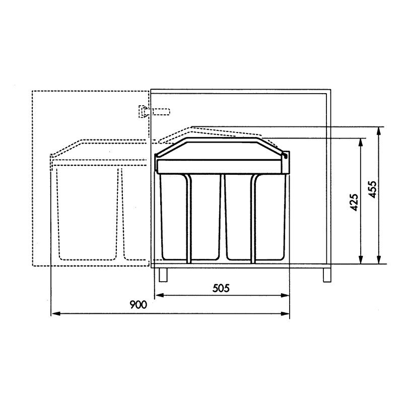 Cubo de reciclaje integrable Multi-Box Duo L Hailo