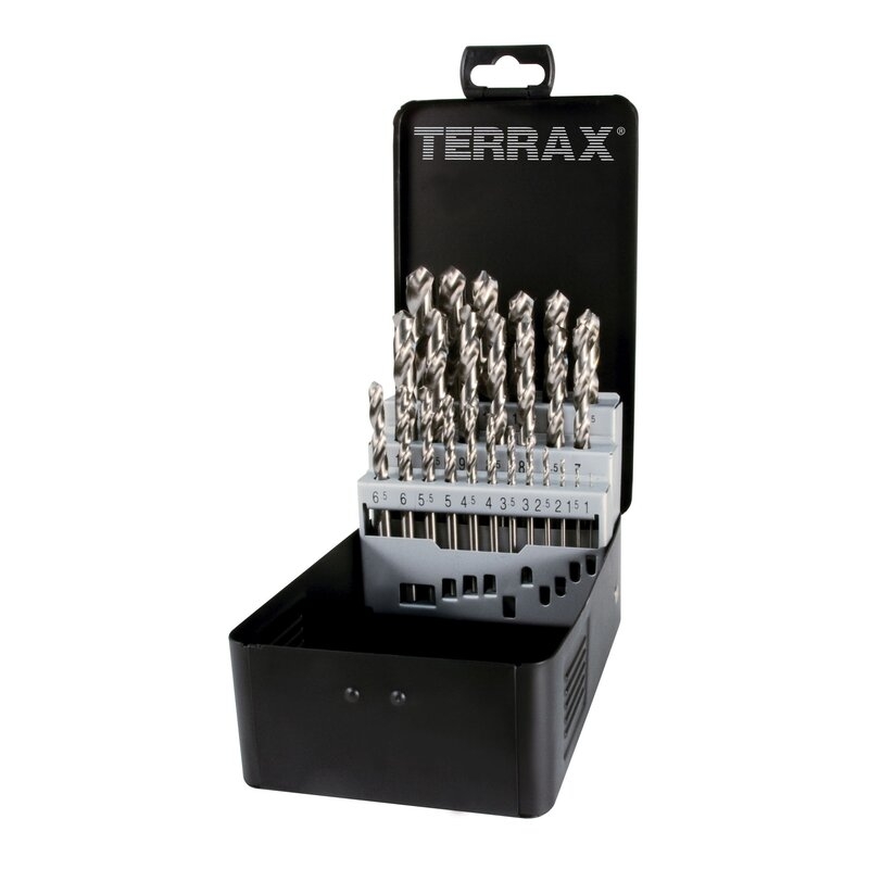 Juegos brocas helicoidales DIN 338 tipo N HSS rectificadas Terrax