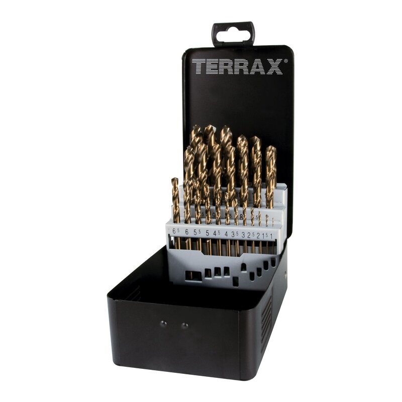 Juegos brocas helicoidales DIN 338 tipo N HSS-Co 5 Cobalto rectificadas Terrax