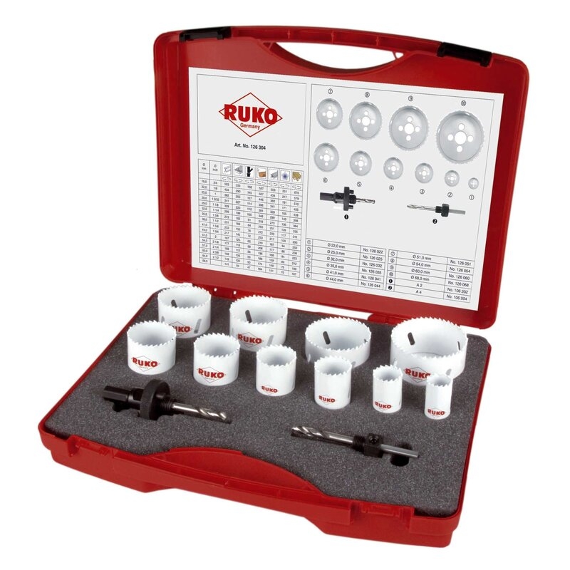 Juego de 12 coronas perforadoras HSS-Co 8 para mantenimiento tipo Super Ruko