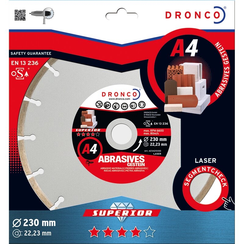 Disco de diamante Superior A4 - Materiales abrasivos (Antes LT76) Dronco