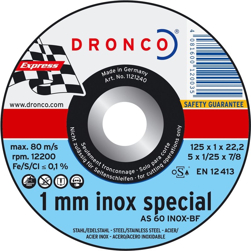 Pack de discos de corte AS 60 T INOX Special Express  (10 uds. en caja metálica) Dronco