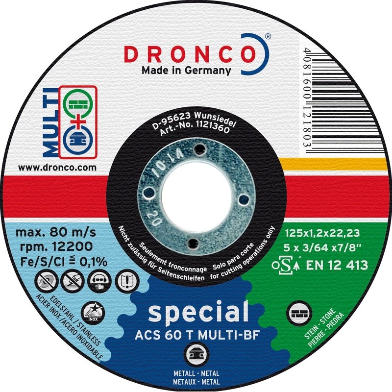 Pack de discos de corte ACS 60 T Multi Special (10 uds. en caja metálica) Dronco