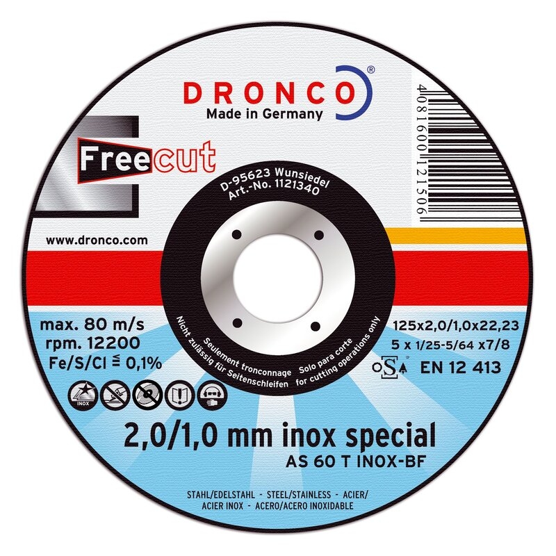 Pack de discos de corte AS 60 T INOX FreeCut Special (10 uds. en caja metálica) Dronco