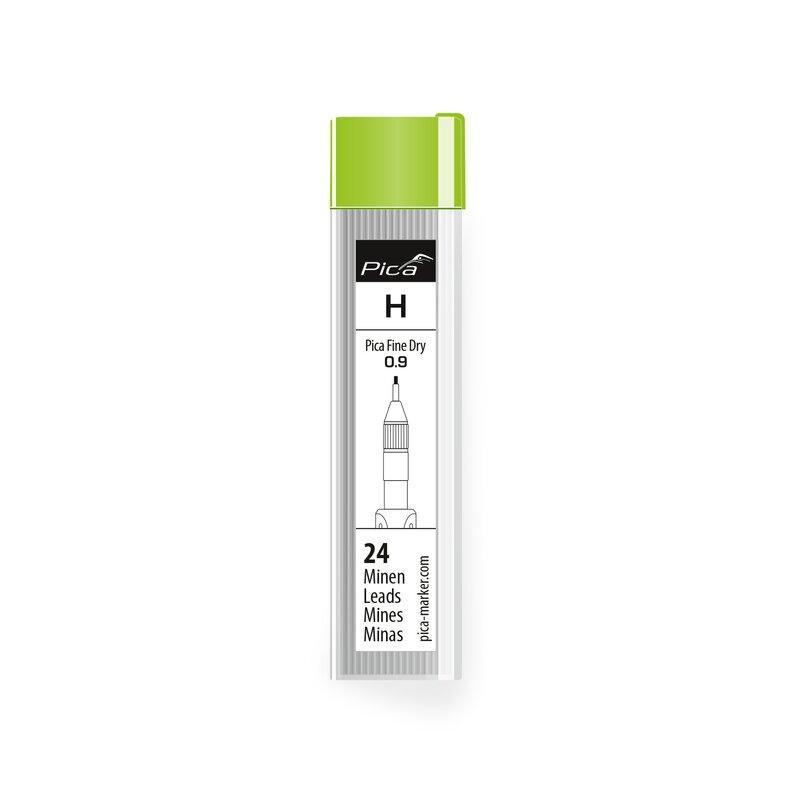 Estuche de 24 minas de grafito 0,9 H Fine Dry Pica