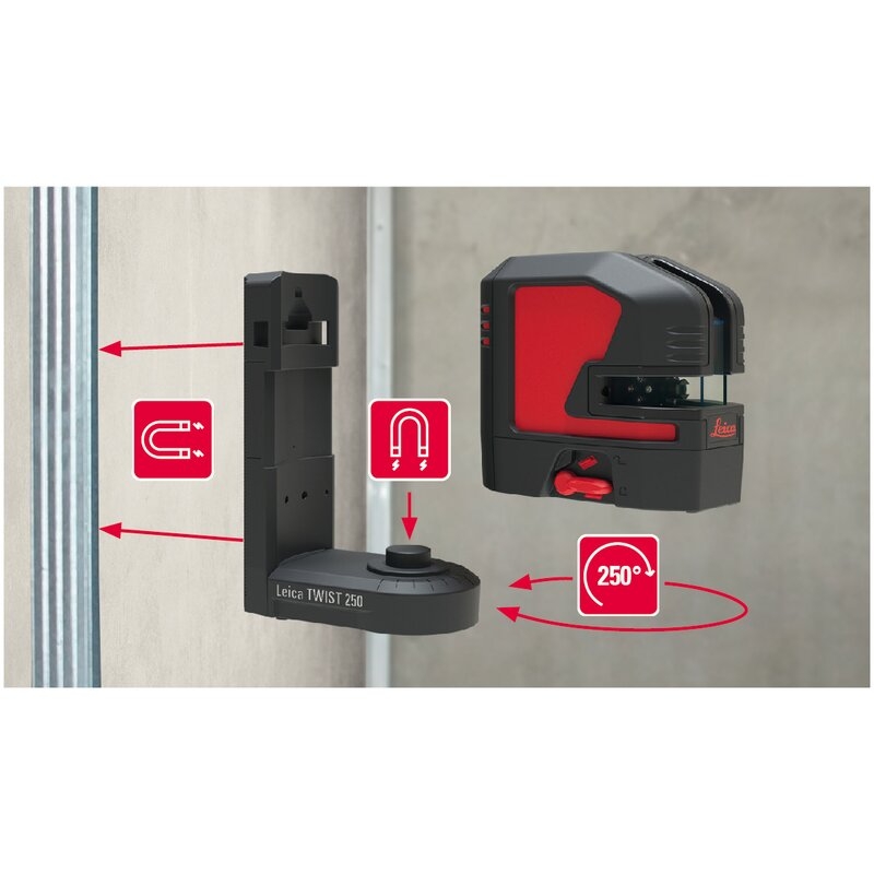 Soporte magnético con giro TWIST 250 para nivel láser de líneas y puntos Lino Leica Geosystems