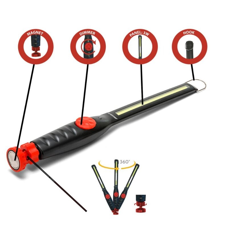 Linterna de taller recargable LED COB 3 W, 150lm base magnética giratoria BLACKMAN Velamp