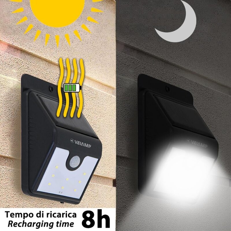 Aplique solar de pared de 200 lúmenes con detector de movimiento DORY Velamp
