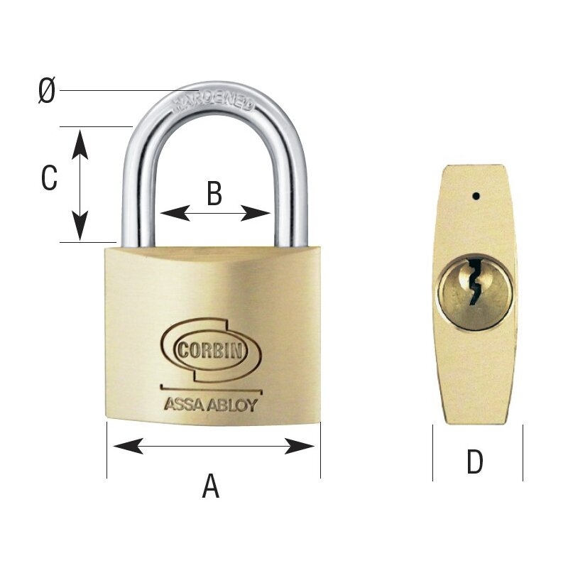 Candado Latón arco Standard - Llaves iguales Corbin
