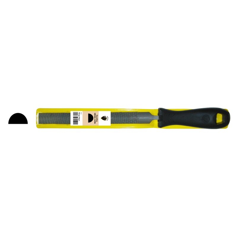 Escofina media caña con mango negro en funda Erizo