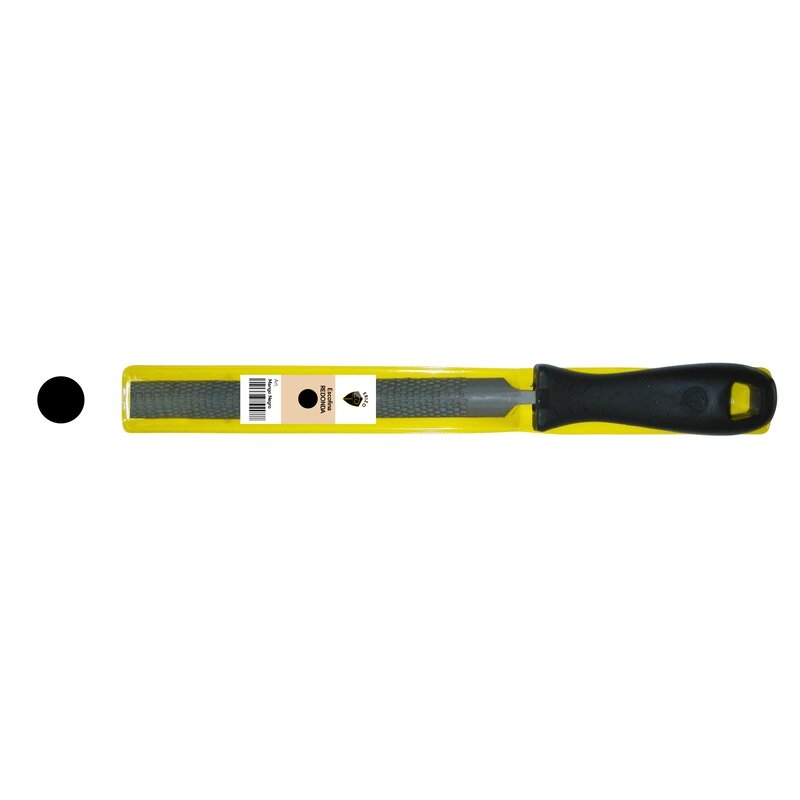 Escofina redonda con mango negro en funda Erizo
