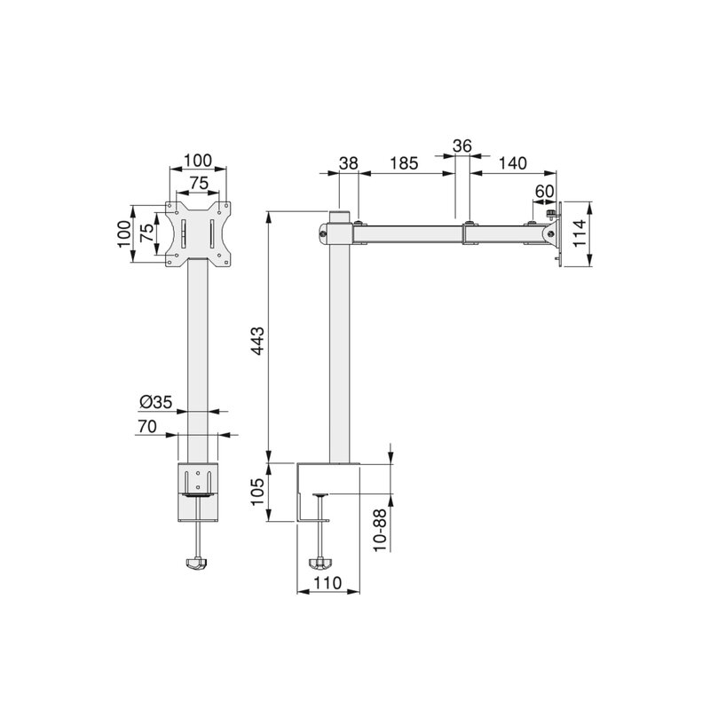 Soportes de monitor para mesa inclinables y giratorios 360°.