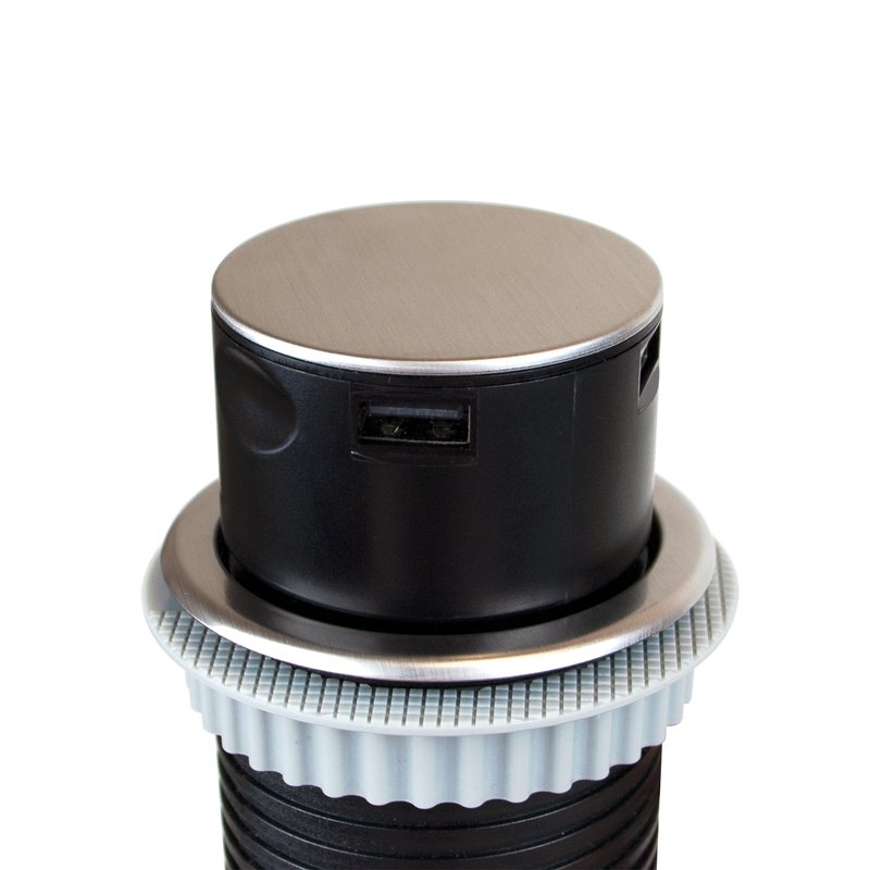 Emuca Multiconector Vertikal Push 60, Acero inoxidable, Acero y Plástico, 1 ud.