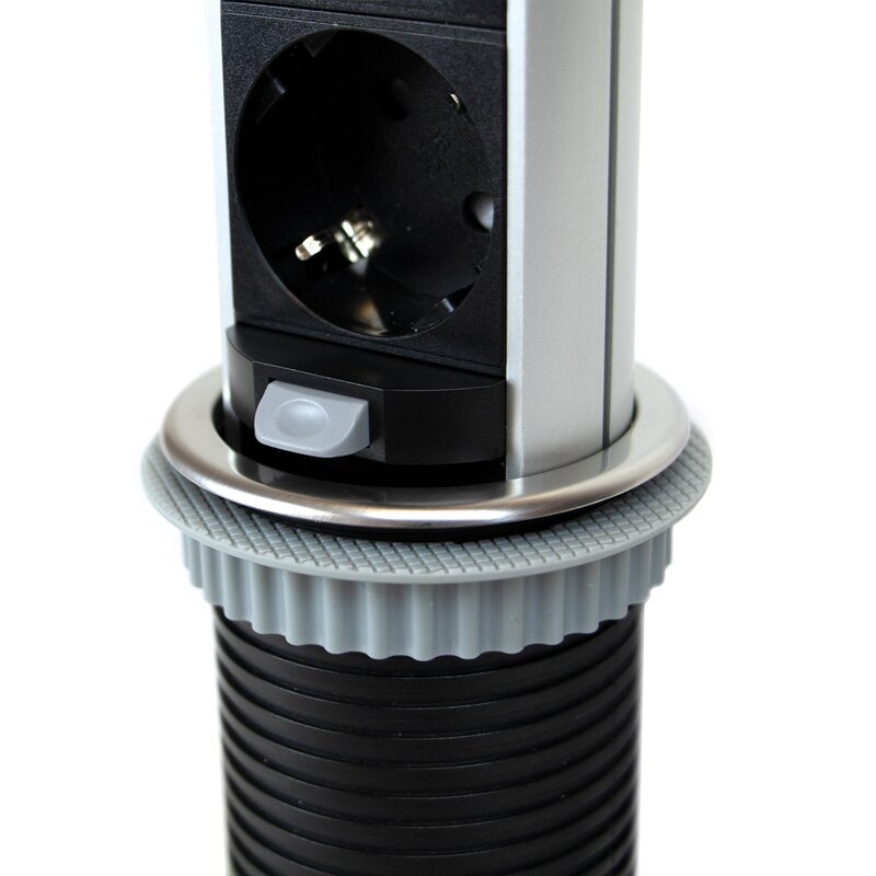 Emuca Multiconector Vertikal Push 60, Acero inoxidable, Acero y Plástico, 1 ud.