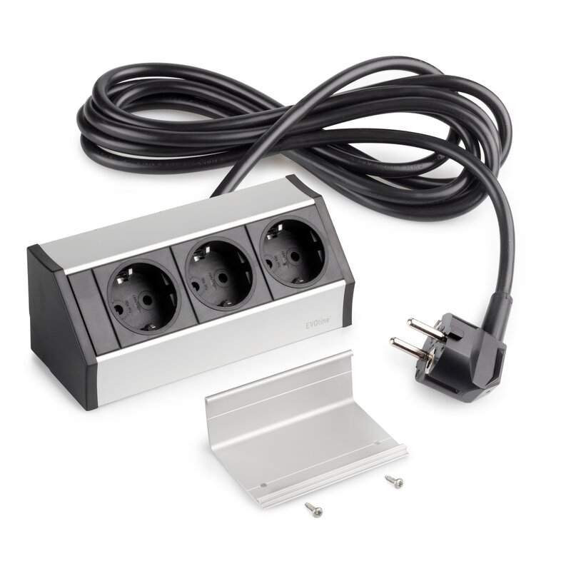 Emuca Multiconector V Dock, Anodizado mate, Plástico y Aluminio, 1 ud.