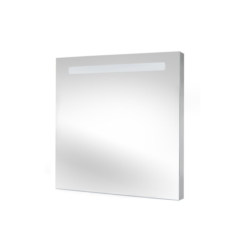 Emuca Espejo de baño Pegasus con iluminación LED frontal, rectangular 600 x 700 mm, AC 230V 50Hz, 6 W, Aluminio y Cristal, 1 ud.
