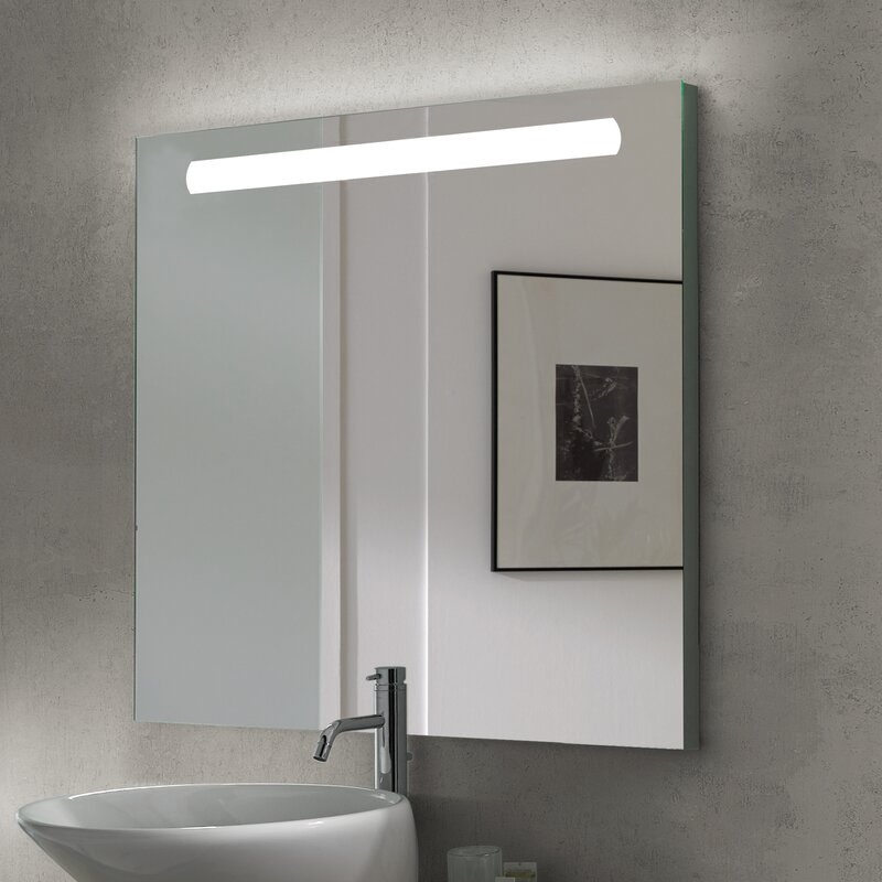 Emuca Espejo de baño Pegasus con iluminación LED frontal, rectangular 600 x 700 mm, AC 230V 50Hz, 6 W, Aluminio y Cristal, 1 ud.