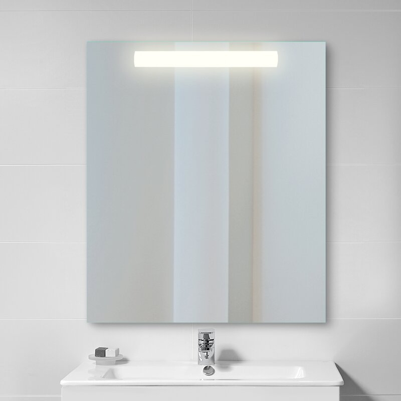Emuca Espejo de baño Pegasus con iluminación LED frontal, rectangular 600 x 700 mm, AC 230V 50Hz, 6 W, Aluminio y Cristal, 1 ud.