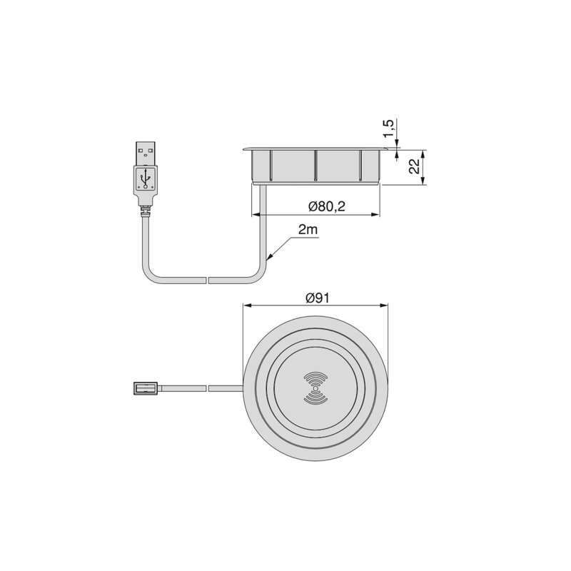 Emuca Cargador inalámbrico para móviles Airless, 5V DC 1A (5W), Plástico blanco, Plástico, 1 ud.