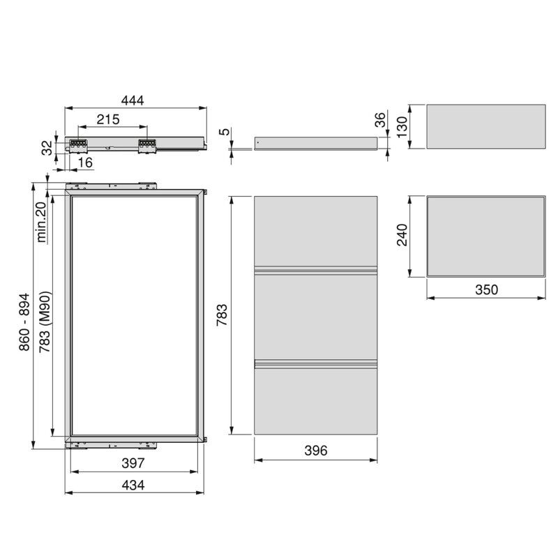 Kit de bandeja y bastidor de guías Hack para armarios