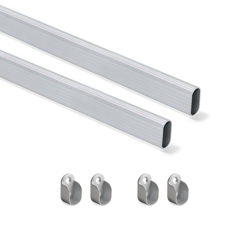 Emuca Barra de armario, ovalada 30x15 mm, 950 mm, Acero, Cromado, 2 ud.
