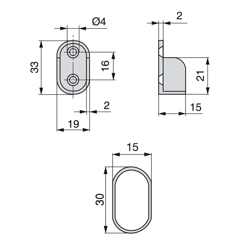 Emuca Kit de barra para armario 30x15 mm aluminio, 0, 95 m, Anodizado mate, Aluminio y Zamak, 1 ud.