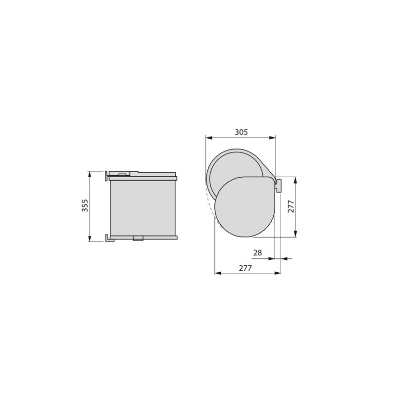 Contenedor de reciclaje para fijación a puerta con vaso de 13L