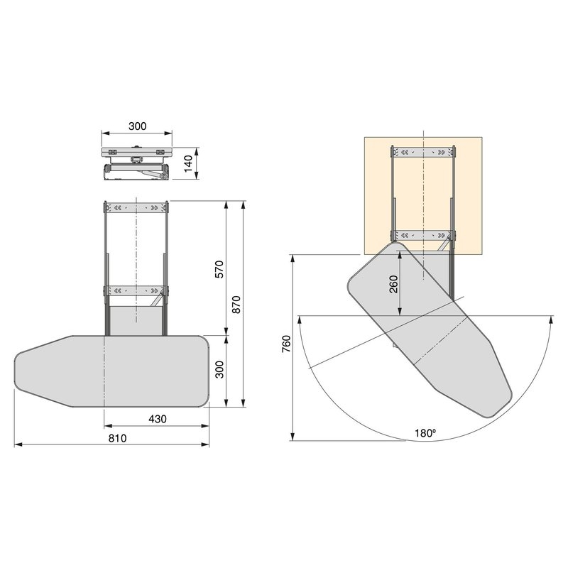 Emuca Tabla de planchar plegable Iron 180º para mueble, Acero y Madera, 1 ud.