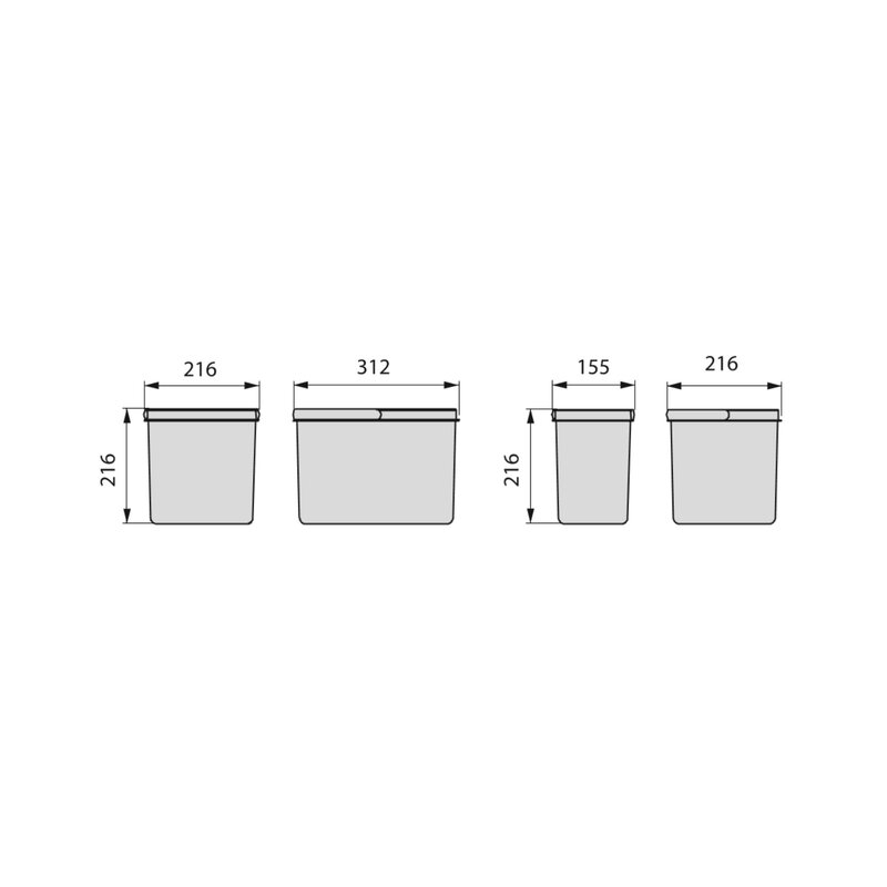 Contenedores para cajón de cocina Recycle, Altura 216