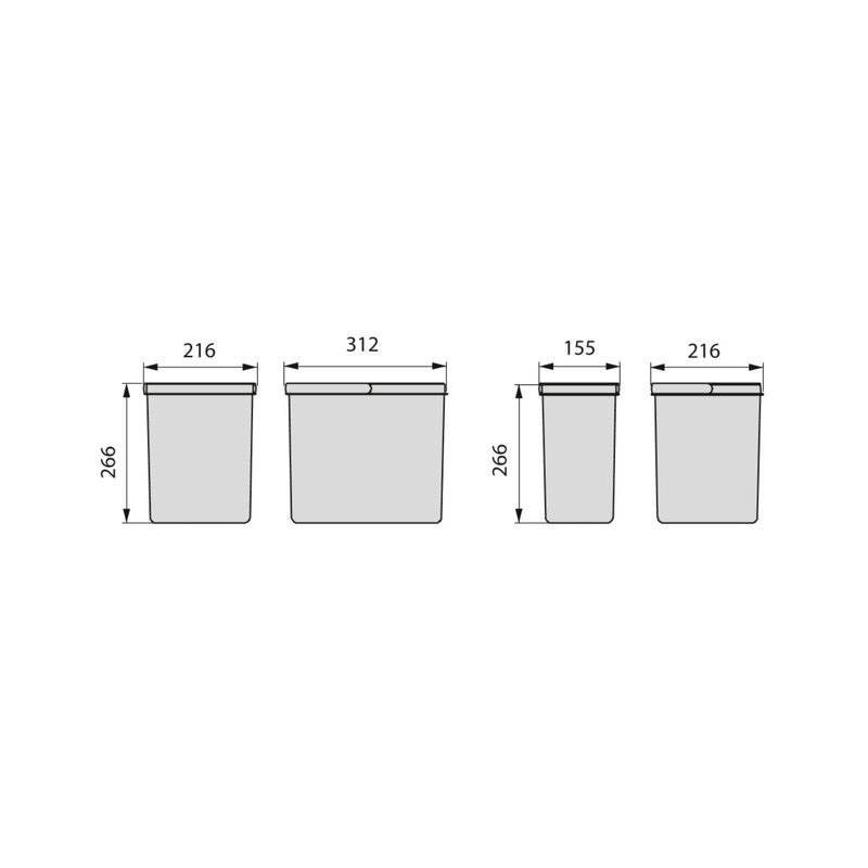 Contenedores para cajón cocina Recycle, Altura 266