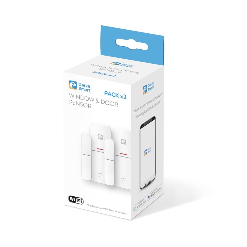 Garza ® Smarthome - Pack de 2 unidades Sensor Wifi apertura de puertas y ventanas.