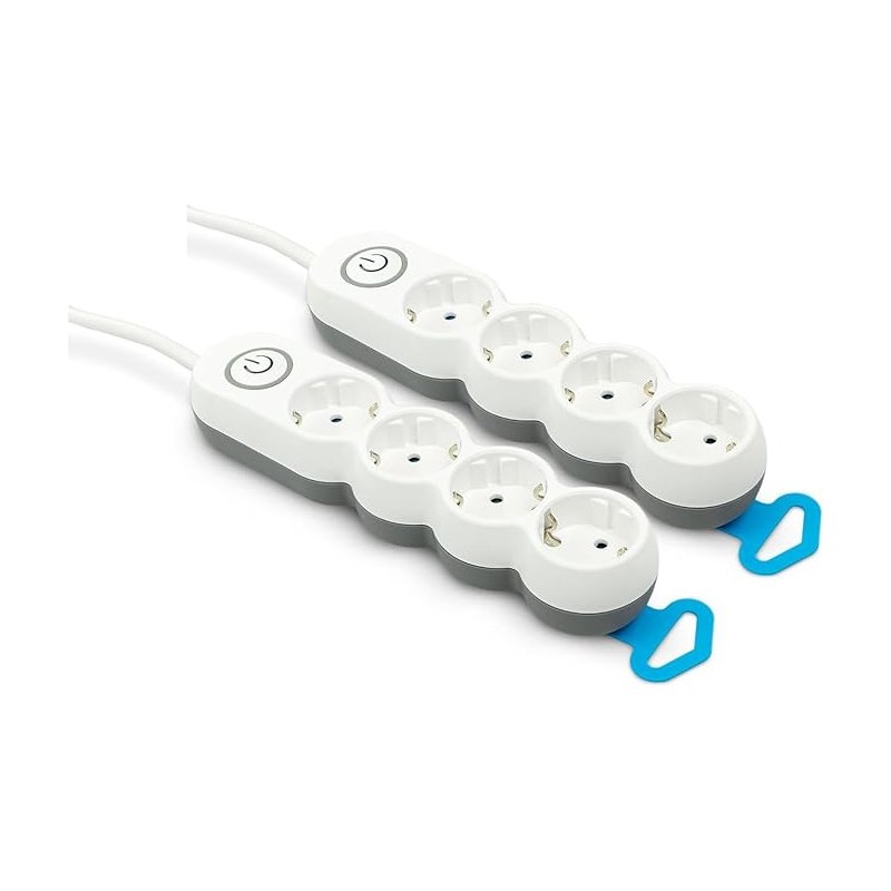 PACK 2 - Regleta Garza Home Design de enchufe plano con interruptor luminoso
