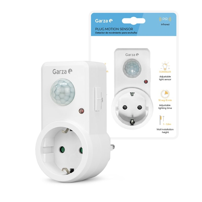 Detector de movimiento infrarrojo Garza con enchufe de pared 120º de detección