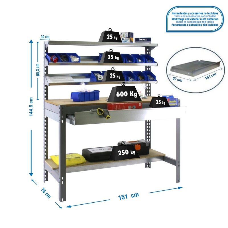 Banco tbjo 144,5x151x76cm Gr SIMONRACK