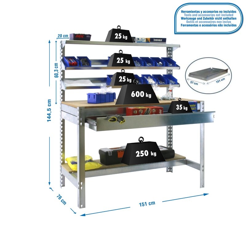 Banco tbjo 144,5x151x76cm Ga SIMONRACK
