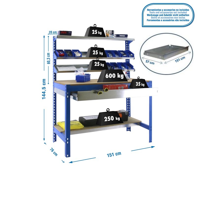 Banco tbjo 144,5x151x76cm Az SIMONRACK